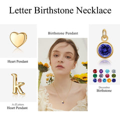 Turandoss Initial Birthstone Necklaces for Women Trendy 14K Gold Plated Letter Pendant Jewelry Birthday Teacher Appreciation Mothers Day Graduation Gifts for Her Mom Kids Teen Girls Wife Ideas