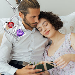 Turandoss Double Heart Birthstone Necklace for Women 925 Sterling Silver CZ Emerald CZ Trendy Unique Jewelry Mothers Day Birthday Anniversary Valentines Day Gifts for Women Wife Her