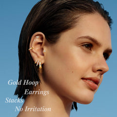 Turandoss 7Pairs Flat Back Stud Earrings for Women Girls, CZ Hoop Huggie Cartilage Clip on Earring, Birthday Gift, Valentine's Day Gifts for Wife Mom