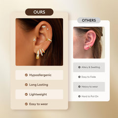 Turandoss 7Pairs Flat Back Stud Earrings for Women Girls, CZ Hoop Huggie Cartilage Clip on Earring, Birthday Gift, Valentine's Day Gifts for Wife Mom