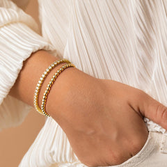 Turandoss 18K Gold Beaded Bracelets for Women Girls, Dainty Personalized Tennis Zirconia Bracelet, Birthday Gifts, Valentine's Day Gift for Women Mom