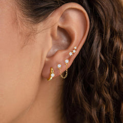 Turandoss 18K Gold Flat Back Stud Earrings for Women Girls, CZ Hoop Huggie Cartilage Clip on Dangle Earring, Birthday Valentine's Day Gifts for Wife