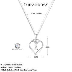 Turandoss Heart Initial Necklaces for Women Girls-A-Z Pendant Jewelry for Teen