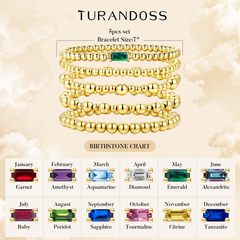 Turandoss 18K Gold Layered Beaded Bracelets for Women Girls, Dainty December Birthstone Bracelet Set, Birthday Gift, Valentine's Day Gifts for Women