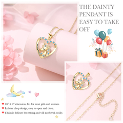 Turandoss Unicorn Heart Necklace for Girls Women, Colorful CZ Unicorn Pendant Necklaces for Kids, Birthday Gifts, Valentine's Day Gift from Mom