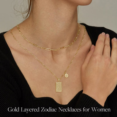 Turandoss Constellation Necklace for Women Girls, Gold Layered Paperclip Tarot Card Pendant Necklaces, Birthday Valentine's Day Gifts for Mom Wife