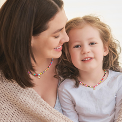 Turandoss Colorful Beaded Necklace for Girls Women, Gold Bubble Initial Bead Necklaces for Kids, Birthday Gifts, Valentine's Day Mom Gift for Girl