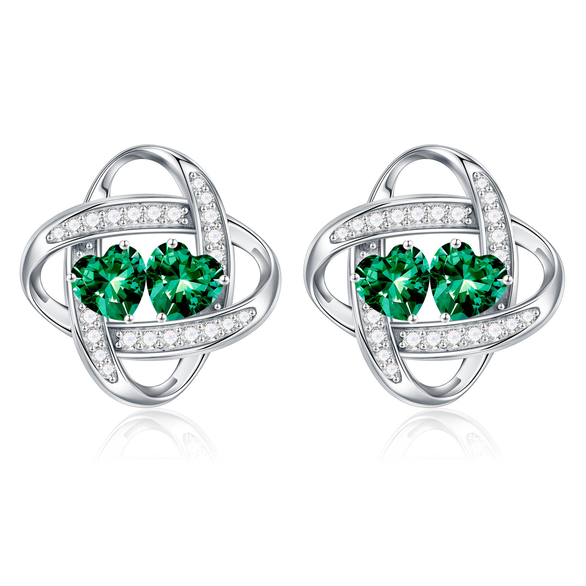 Turandoss Double Birthstone Earrings Gifts for Women 925 Sterling Silver CZ Birthstone Trendy Jewelry Mothers Day Valentine's Day Gifts for Women Wife Her