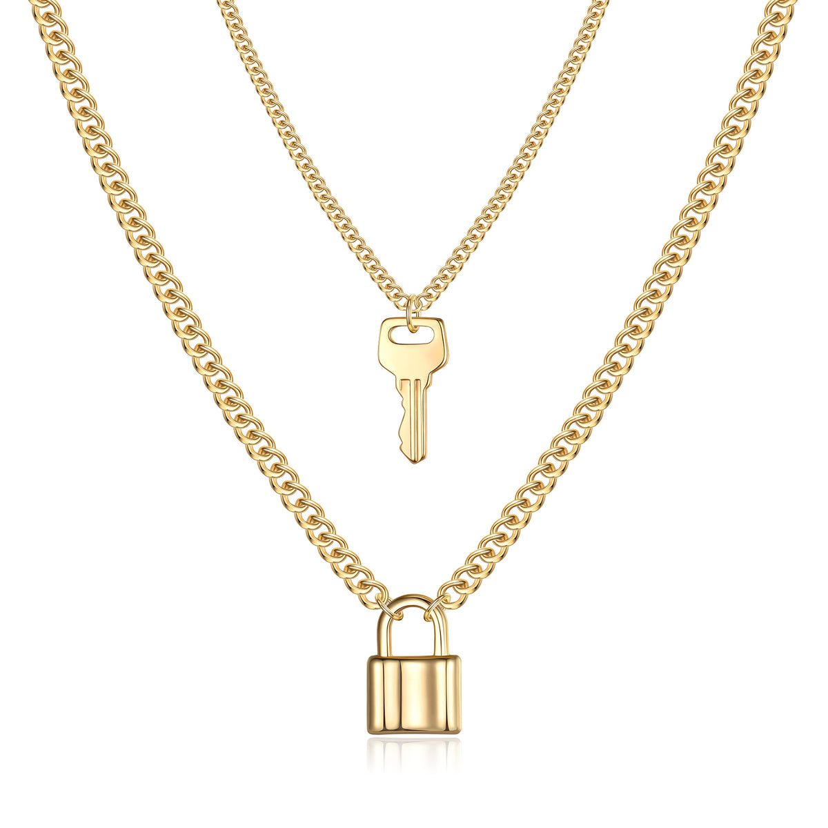 2PCS Key&Lock Dainty Layered Choker Necklace