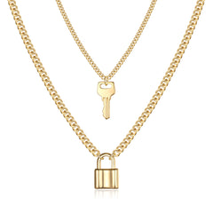 2PCS Key&Lock Dainty Layered Choker Necklace