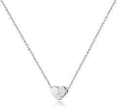 Heart Initial White Gold Necklaces for Women Girls