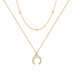 2PCS Chain&Crescent Dainty Layered Choker Necklace